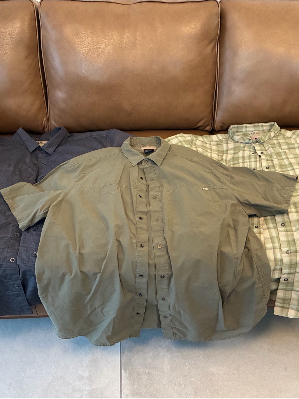 5.11 Tactical Short-Sleeve Plaid Shirts - 3 Total (Textured Black, Olive, Plaid)